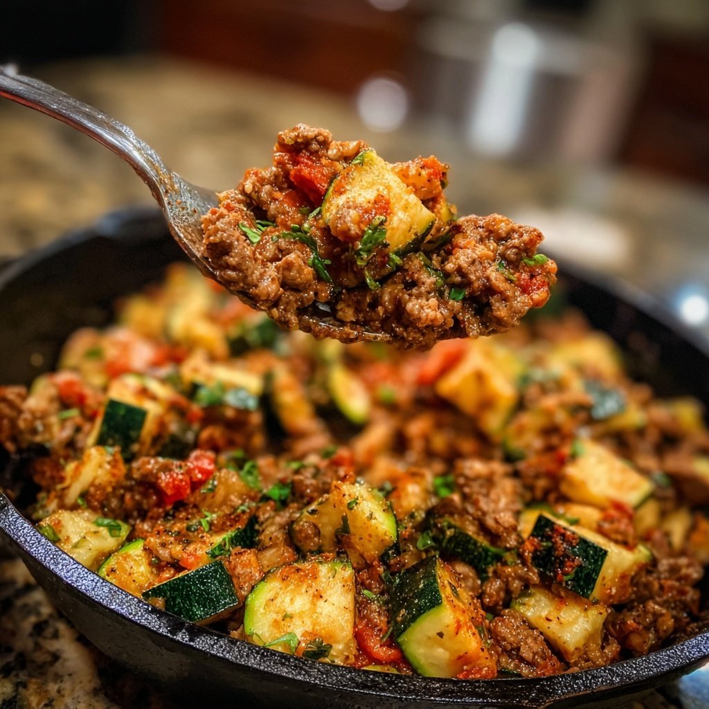 Ground Beef And Zucchini Skillet