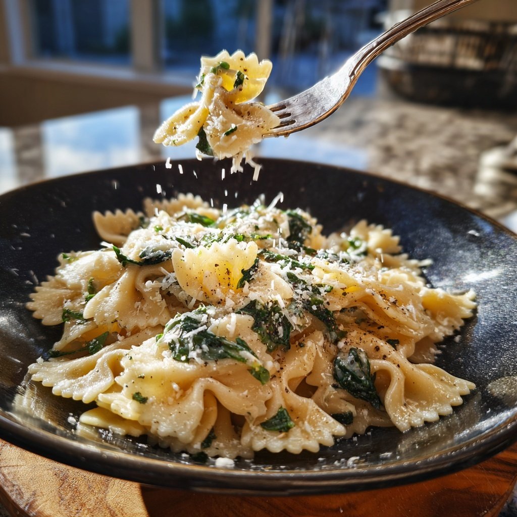 Creamy Bow Tie Pasta With Spinach And Parmesan