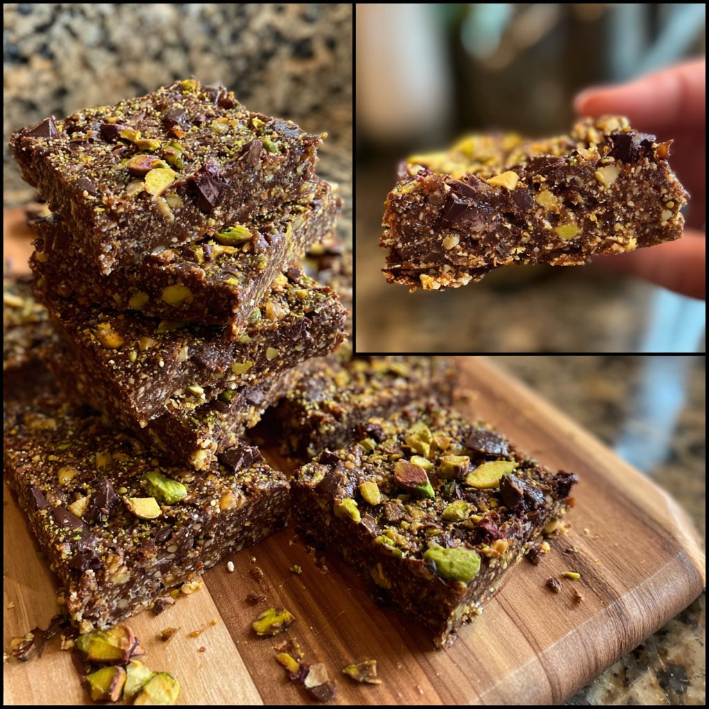 Chocolate Pistachio Energy Squares