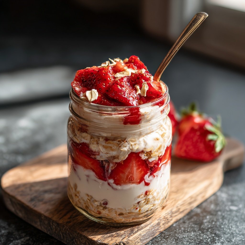 No Bake Strawberry Cheesecake Oats