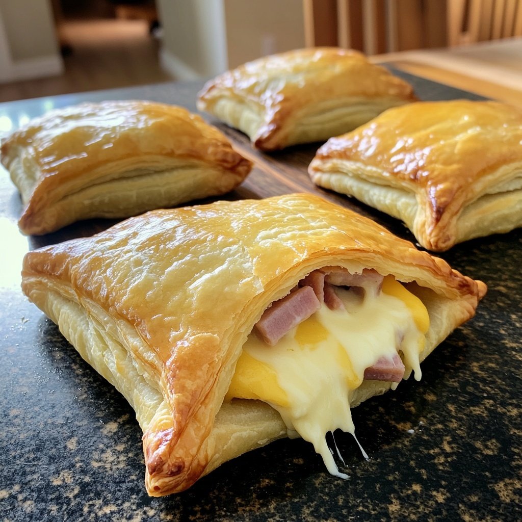 Ham and Cheese Puff Pastry Pockets