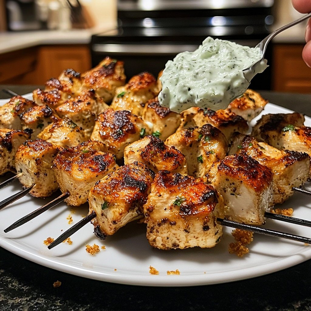 Greek Chicken Souvlaki with Tzatziki Sauce