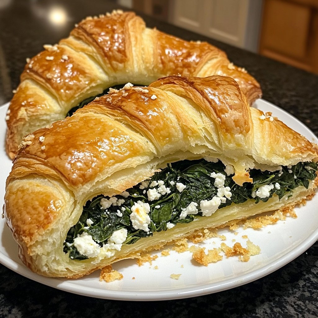 Healthy Spinach and Feta Croissant